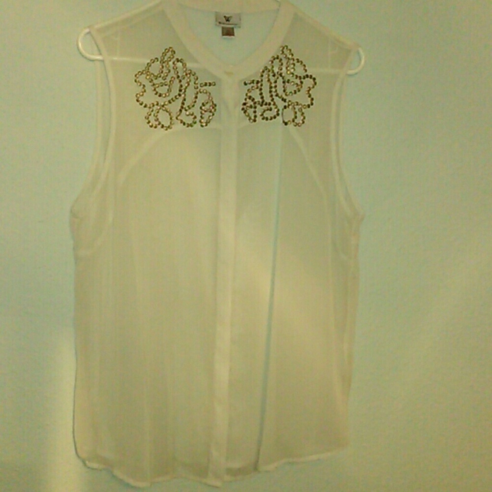 Worthington Sheer Ivory Women's blouse XL